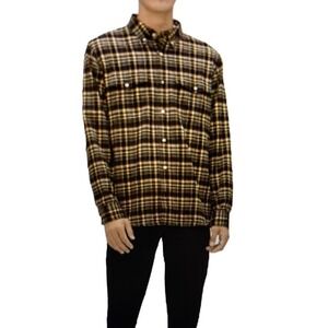 Flannel Shirt Everlane Mens Brushed Flannel Brown Plaid Cotton Long Size…